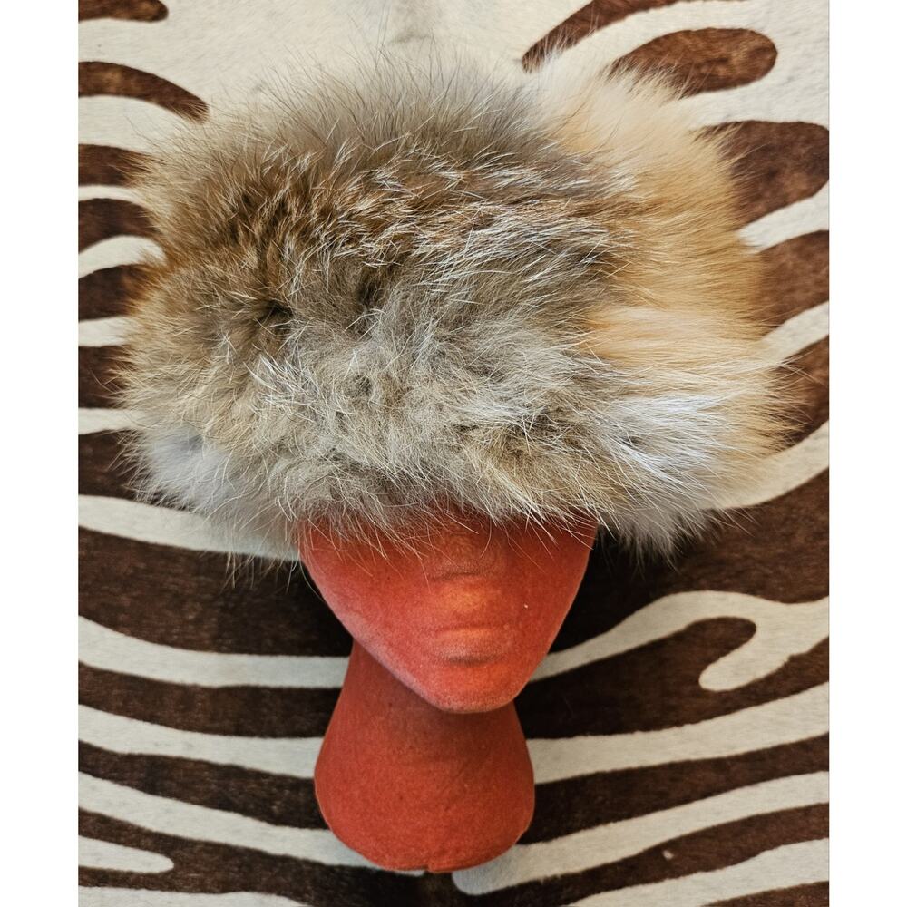 Vintage USSR Fox Fur Ushanka Warm Winter Hat Quilt Lining Womens Small